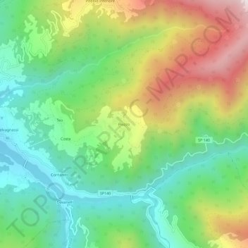 Mapa topográfico Piuzzo, altitude, relevo
