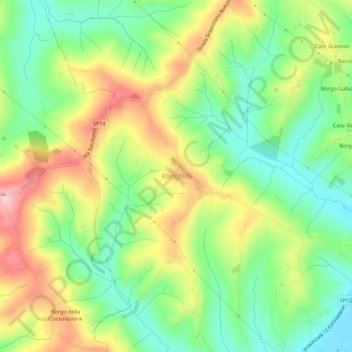 Mapa topográfico Roncitelli, altitude, relevo