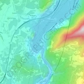 Mapa topográfico Ceraino, altitude, relevo