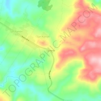 Mapa topográfico Las Pitras, altitude, relevo