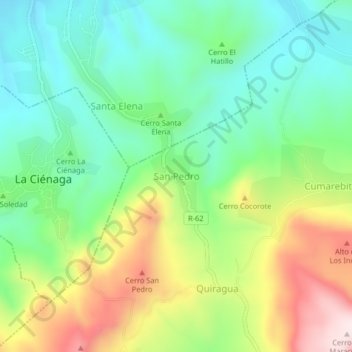Mapa topográfico San Pedro, altitude, relevo