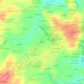 Mapa topográfico Carbin, altitude, relevo