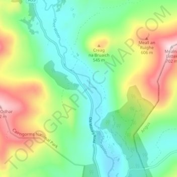 Mapa topográfico Finegand, altitude, relevo