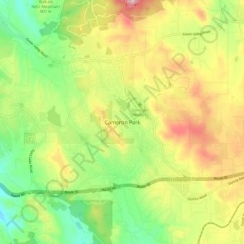 Mapa topográfico Cameron Park, altitude, relevo