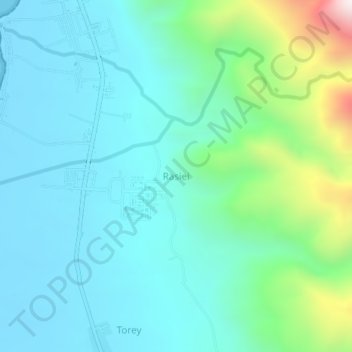 Mapa topográfico Rasiei, altitude, relevo