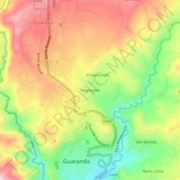 Mapa topográfico Negroyacu, altitude, relevo