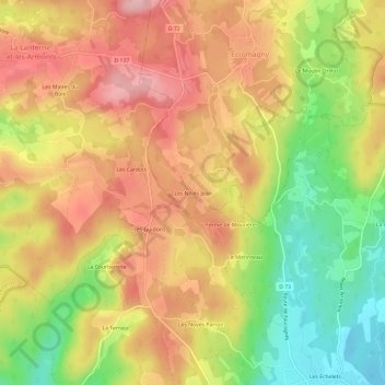 Mapa topográfico Les Noies Jean, altitude, relevo