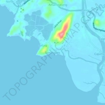 Mapa topográfico Tomaligues, altitude, relevo