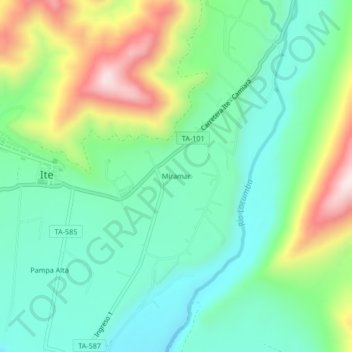 Mapa topográfico Miramar, altitude, relevo