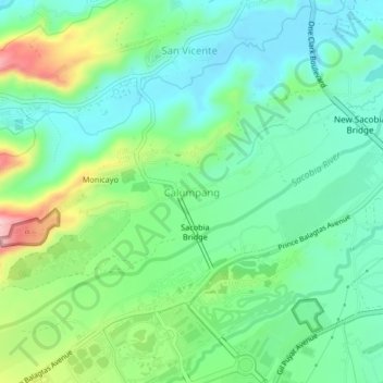 Mapa topográfico Calumpang, altitude, relevo