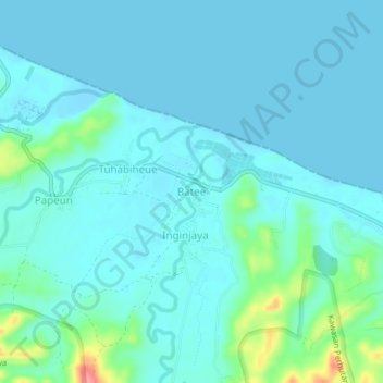 Mapa topográfico Batee, altitude, relevo