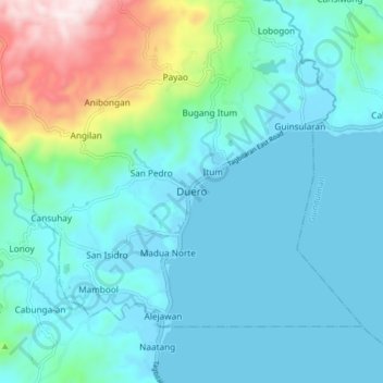 Mapa topográfico Duero, altitude, relevo