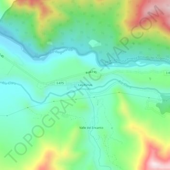 Mapa topográfico Las Peñas, altitude, relevo