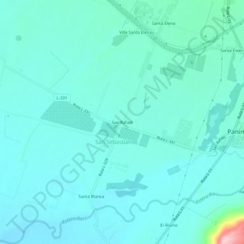 Mapa topográfico San Rafael, altitude, relevo