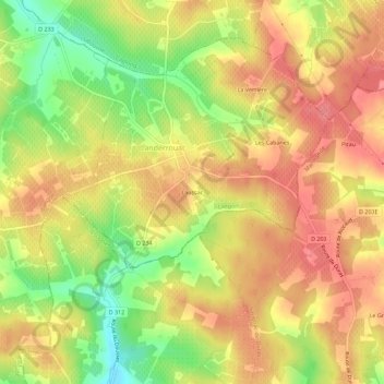 Mapa topográfico Laussac, altitude, relevo