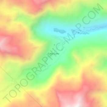 Mapa topográfico Canu Canu, altitude, relevo