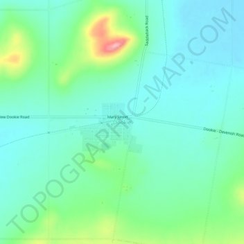 Mapa topográfico Dookie, altitude, relevo