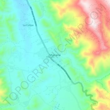 Mapa topográfico Mairana, altitude, relevo