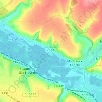 Mapa topográfico Le Petit Marles, altitude, relevo