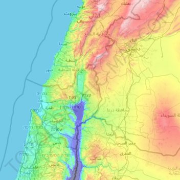 Mapa topográfico Golan Heights, altitude, relevo
