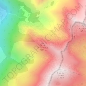 Mapa topográfico Pic des Recantous, altitude, relevo
