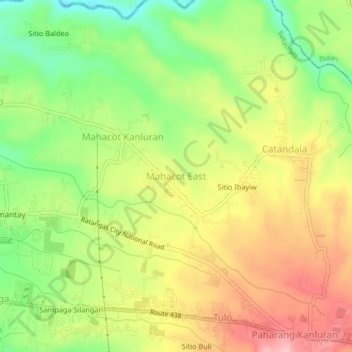 Mapa topográfico Mahacot East, altitude, relevo