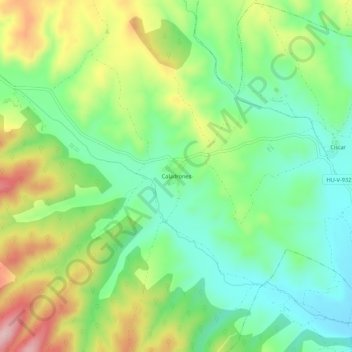 Mapa topográfico Caladrones, altitude, relevo