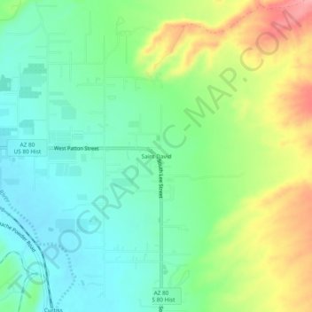 Mapa topográfico Saint David, altitude, relevo