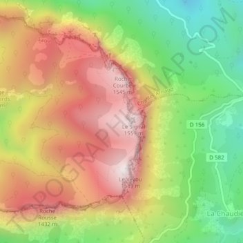Mapa topográfico Les Trois Becs, altitude, relevo