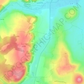 Mapa topográfico Bazarne, altitude, relevo