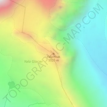 Mapa topográfico Yala Peak, altitude, relevo
