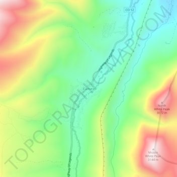 Mapa topográfico Cuchara, altitude, relevo