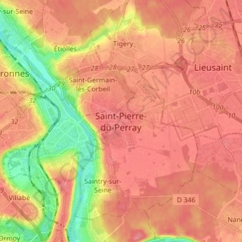 Mapa topográfico Saint-Pierre-du-Perray, altitude, relevo