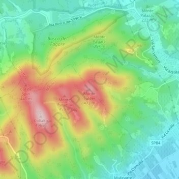 Mapa topográfico Monte Sulder, altitude, relevo
