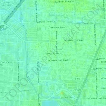 Mapa topográfico Hawley Heights, altitude, relevo