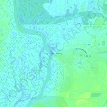 Mapa topográfico Wachesaw Landing, altitude, relevo