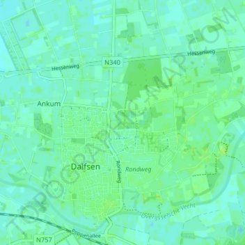 Mapa topográfico Gerner, altitude, relevo