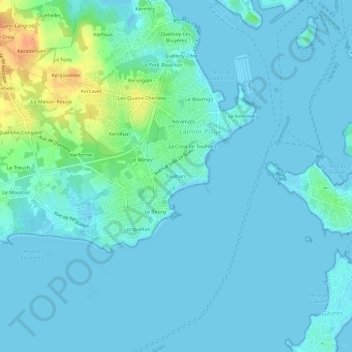 Mapa topográfico Toulhars, altitude, relevo