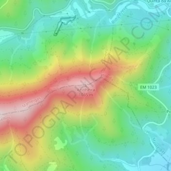 Mapa topográfico Azinheira, altitude, relevo