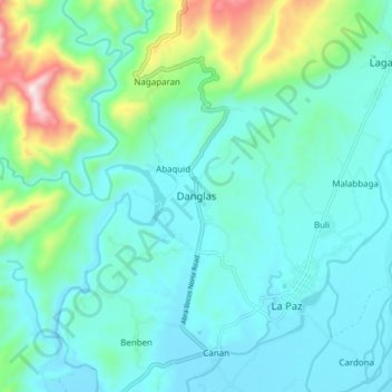 Mapa topográfico Danglas, altitude, relevo