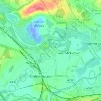 Mapa topográfico Mickletown, altitude, relevo