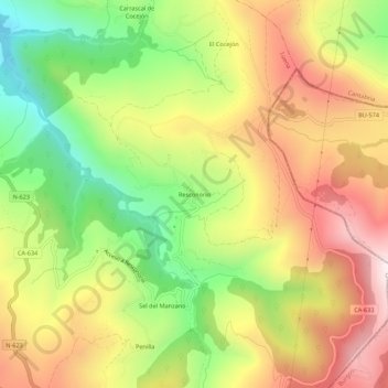 Mapa topográfico Resconorio, altitude, relevo