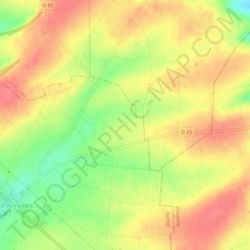 Mapa topográfico Boeuf, altitude, relevo