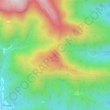 Mapa topográfico el Cuàs, altitude, relevo