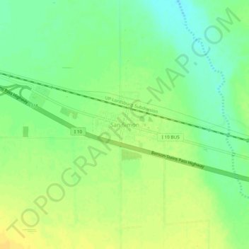Mapa topográfico San Simon, altitude, relevo