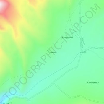 Mapa topográfico Titijones, altitude, relevo