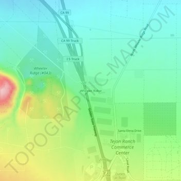 Mapa topográfico Wheeler Ridge, altitude, relevo