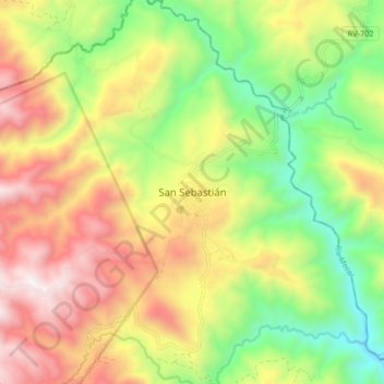 Mapa topográfico San Sebastián, altitude, relevo
