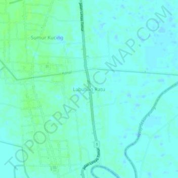 Mapa topográfico Labuhan Ratu, altitude, relevo