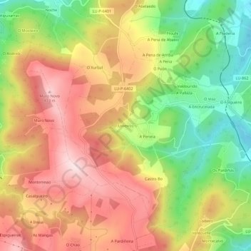 Mapa topográfico Umeiros, altitude, relevo
